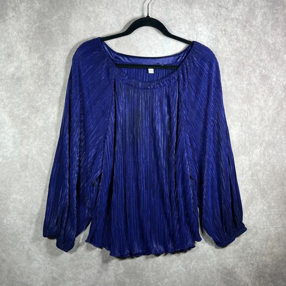 Chico's Blouse Womens Size 4 US 2XL Purple Metallic Crinkle Long Sleeve Textured - Picture 1 of 10